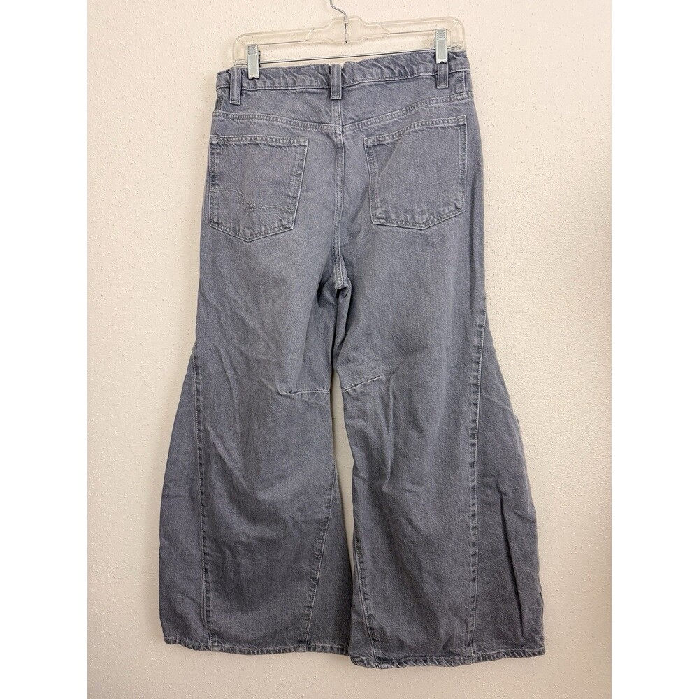 We The Free People Eden Slouchy Jeans Sz 28S Wide Leg Gray Button Fly Flare - Picture 10 of 14